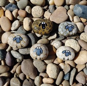 Flock of Sheep Painted Rocks